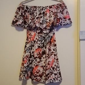 Tropical Off Shoulder Dress with Cutouts